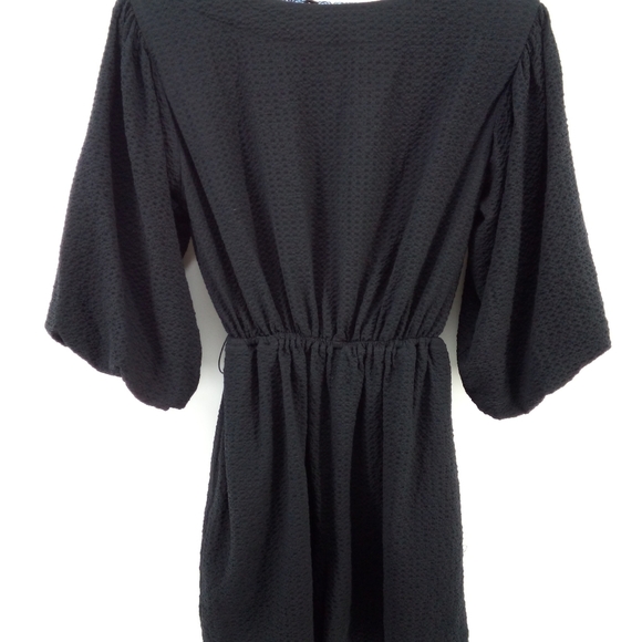 Anthropologie Romper Black Texured Puffy Bubble Sleeves  XS by Anthropologie - Picture 12 of 15